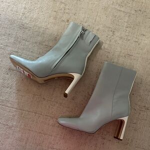 NWT Sam Edelman Grey Leather Square Toe Boots
